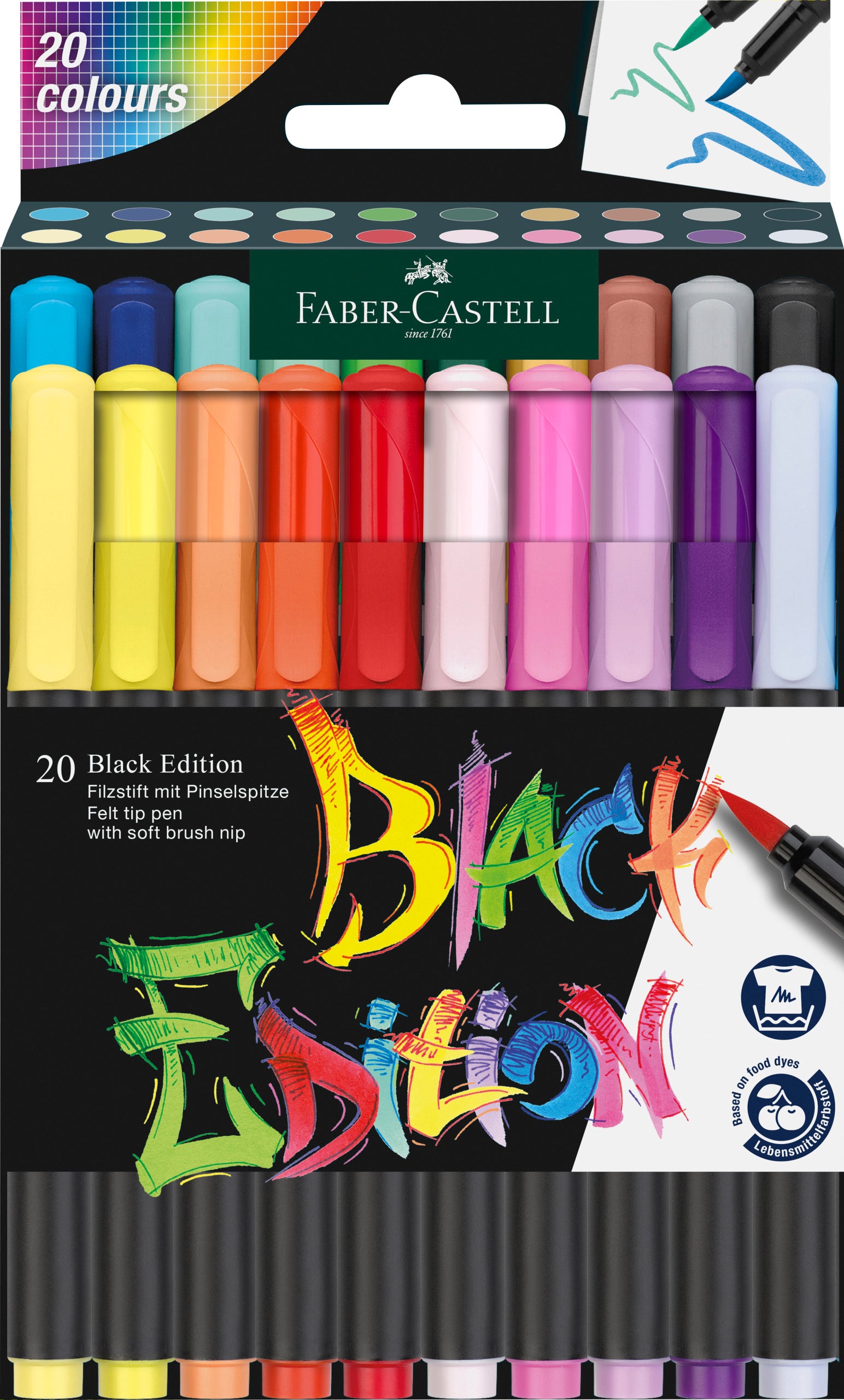 BRUSH PENS BLACK EDITION SET 20 CULORI FABER-CASTELL BRUSH PENS BLACK EDITION SET 20 CULORI FABER-CASTELL